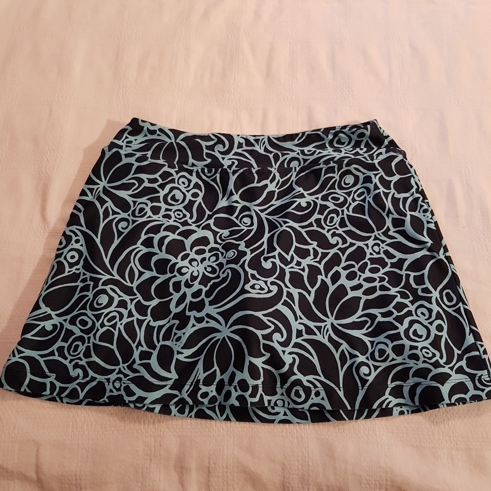 Talbots women's size small 2 tone blue skirt with modesty shorts EUC
